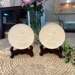 Hummel‎ 1975 Wir Danken Fur Ihren Besuch Thank You Porcelain Keepsake Plaque 2pc